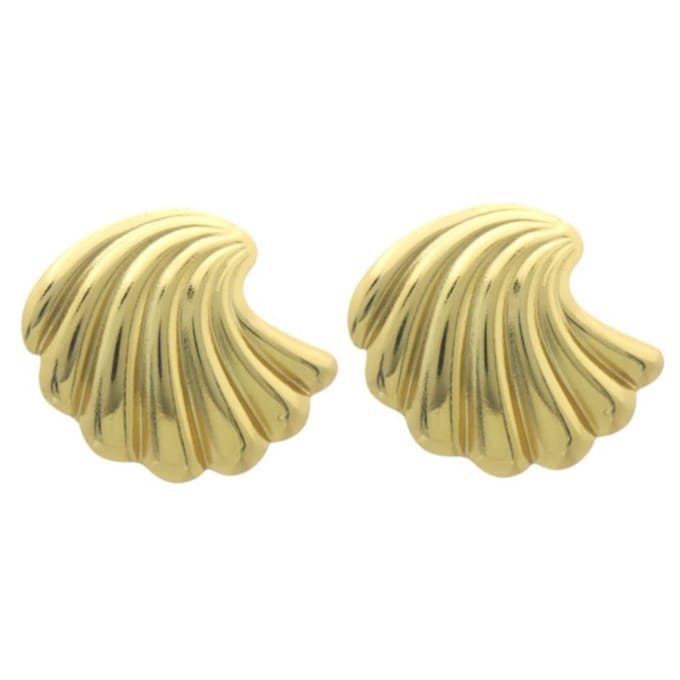 Edelstalen oorbellen - Schelpvorm - Goudkleurig - RVS - 3 cm