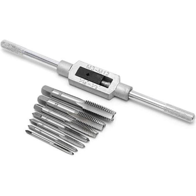 8 stuks draad metrische machine handschroefdraad plug taps set M3 M4 M5 M6 M8 M10 M12 met 1 stuks gray