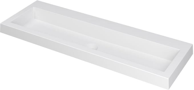 INK Dock Wastafel Polystone Zonder Kraangat - 1200x400x60 mm - Mat Wit