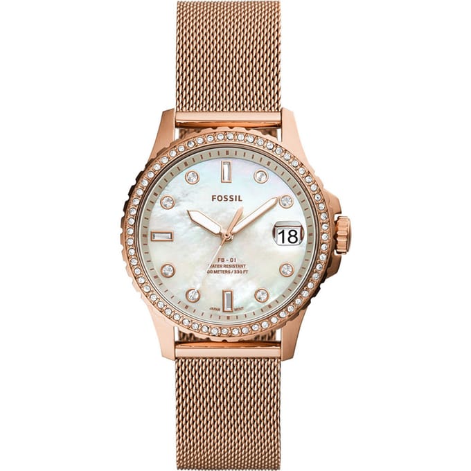 Fossil FB-01 ES4999 Horloge - Staal - Rosékleurig - Ø 36 mm