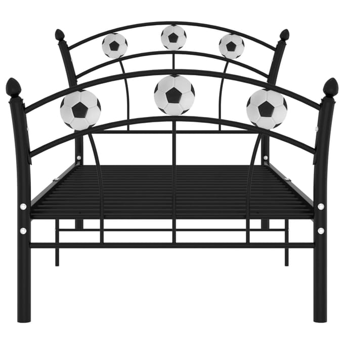 vidaXL - Bedframe - met - voetbaldesign - metaal - zwart - 90x200 - cm