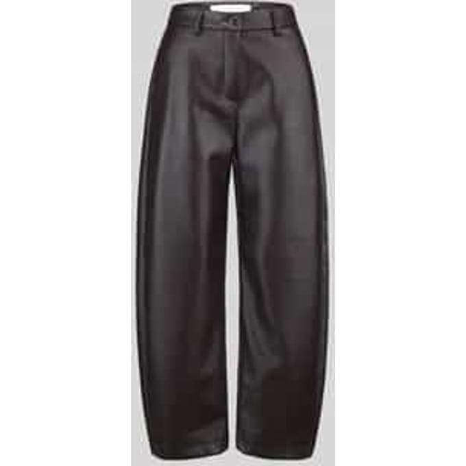 Regular fit leer- / kunstleren broek met labeldetail model 'PHIBI'