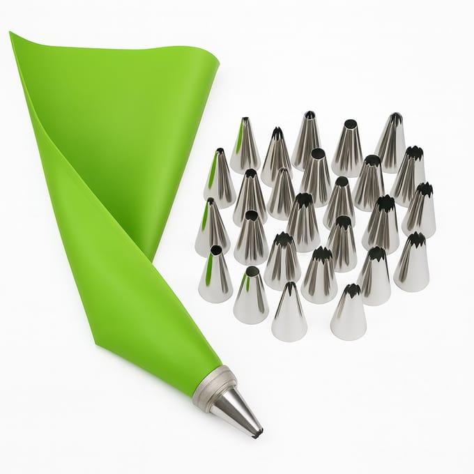 Spuitzak met Spuitmondjes - Herbruikbaar - 26 RVS Spuitmondjes - Groen