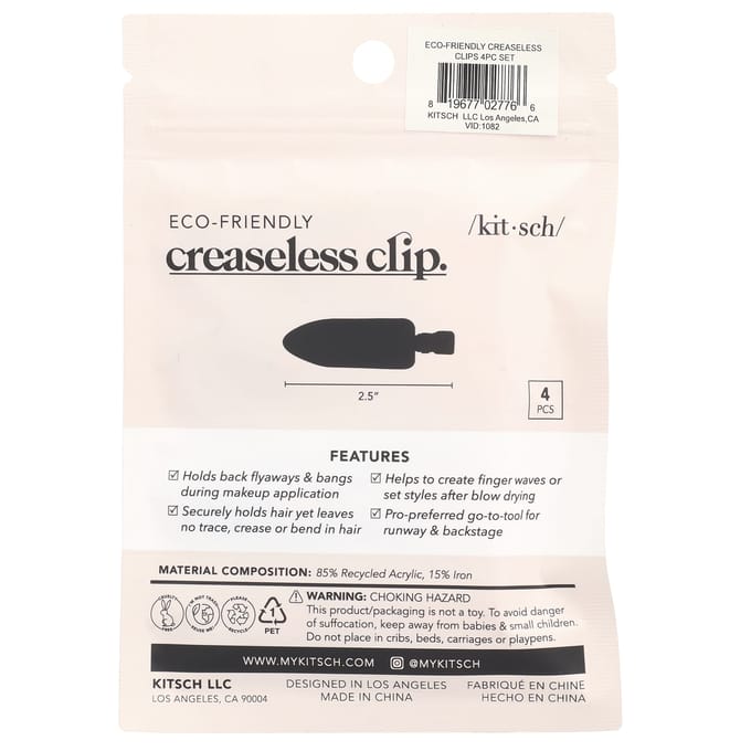 Kitsch, milieuvriendelijke kreukvrije clips, 4 stuks white