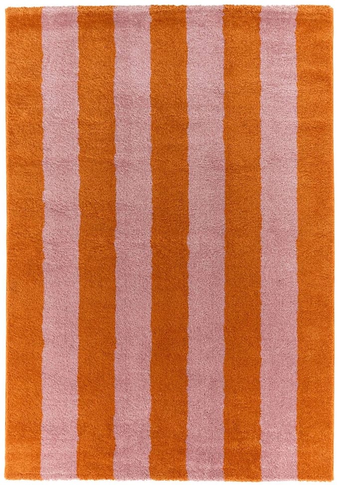 sweeek - Binnen vloerkleed met oranje en roze strepen - pablo