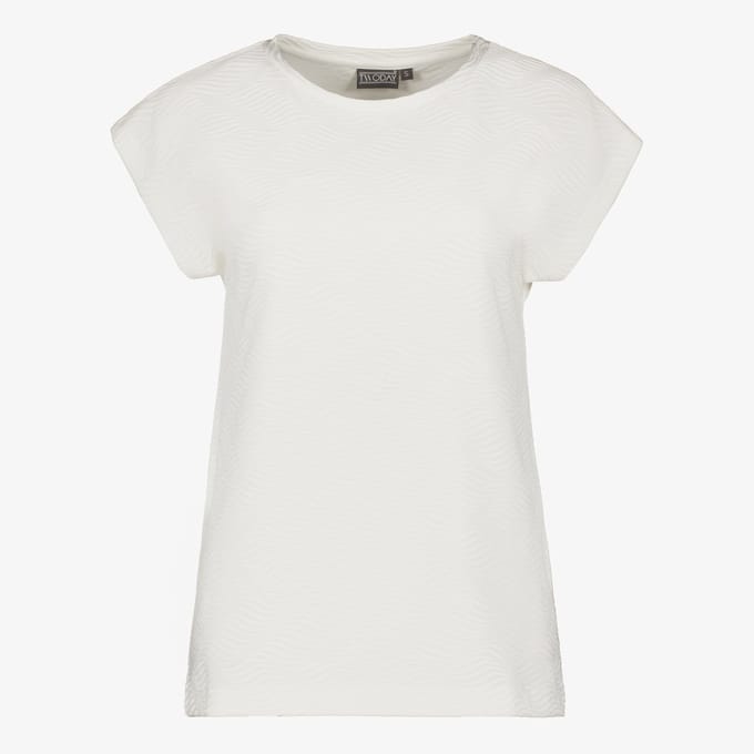TwoDay dames T-shirt met subtiele structuur wit - Maat S