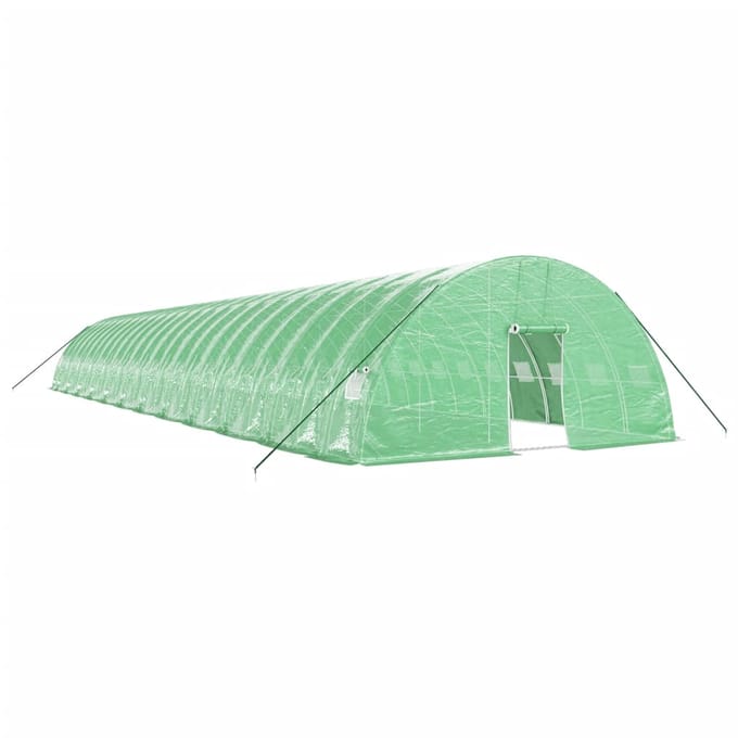 vidaXL - Tuinkas - met - stalen - frame - 144 - m² - 24x6x2,85 - m - groen