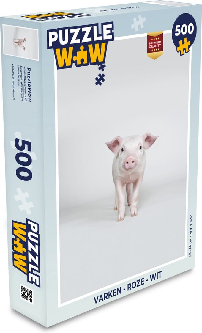 Puzzel Varken - Roze - Wit - Legpuzzel - Puzzel 500 stukjes