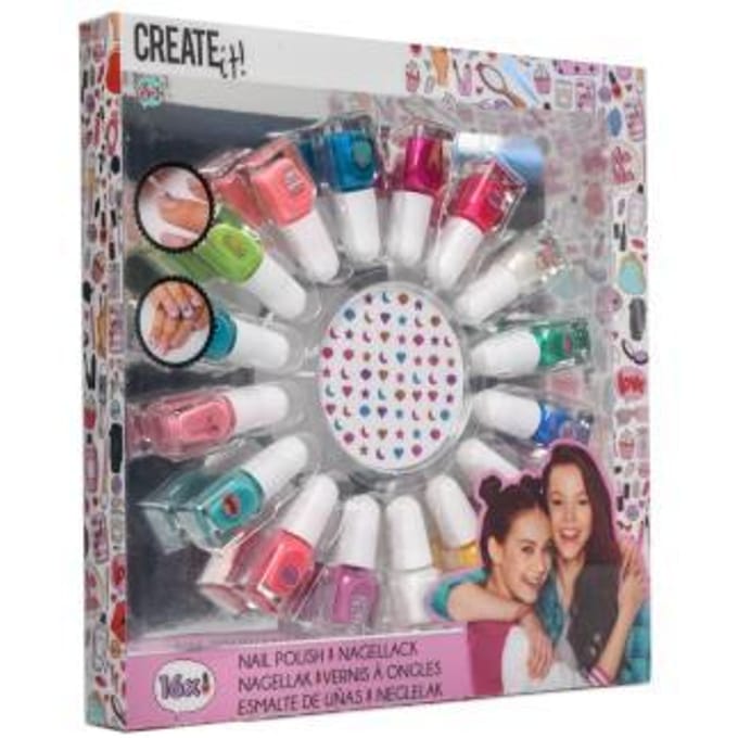 Create it! Nagellak Set 16 potjes met nagelsticker Opmaken en sieraden