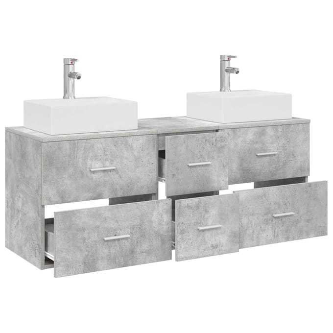 vidaXL - Badkamerkast - set - 3 - st - Betongrijs - 129 - x - 41 - x - 79,5 - cm
