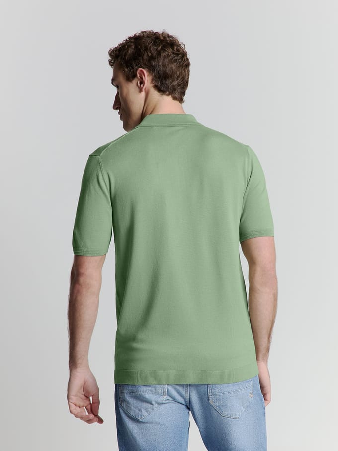 No Excess Pullover Short Sleeve Polo Zip Solid Green Größe: XL | Poloshirts Outlet | Herren | Grün