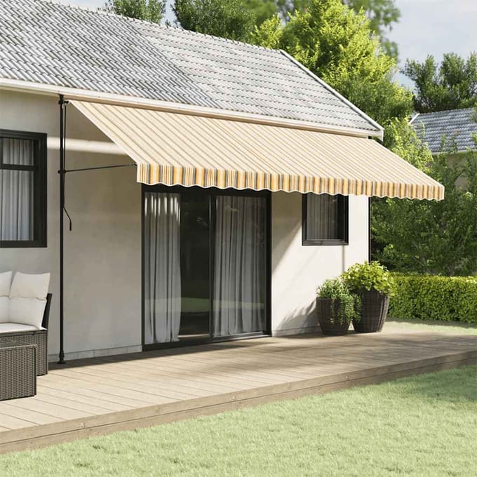 vidaXL - Vervangingsdoek - voor - luifelrok - gestreept - 500 - cm - geel - en - grijs