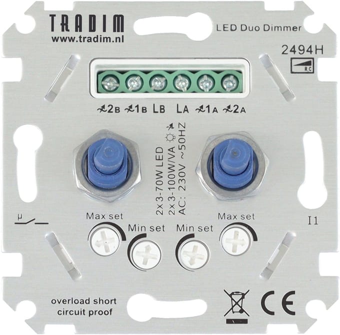 2494H LED Duo muurdimmer 2x 3-100W