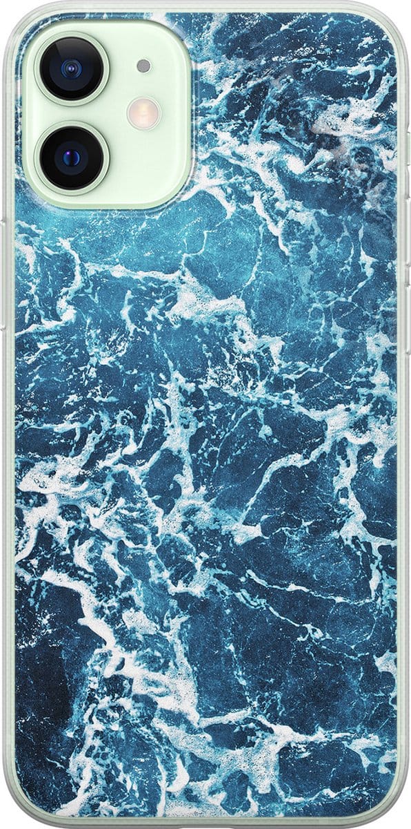 Leuke Telefoonhoesjes - Hoesje geschikt voor iPhone 12 Mini - Oceaan - Soft case - TPU - Natuur - Blauw