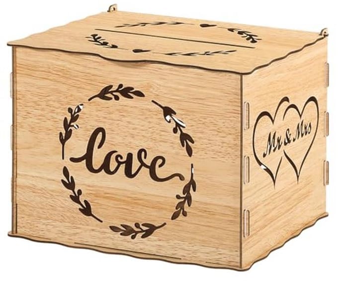 Houten bruiloftskaartenbox voor bruiloftskaarten - Cadeau voor Bruiloft, Verjaardag, Babyshower en Jubileum