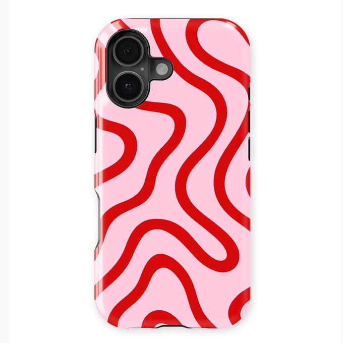 DripCase Curvy Lines Hoesje geschikt voor iPhone 16 Plus | Backcover met Mag | Design Tough Case geschikt voor iPhone 16 Plus Candy Current
