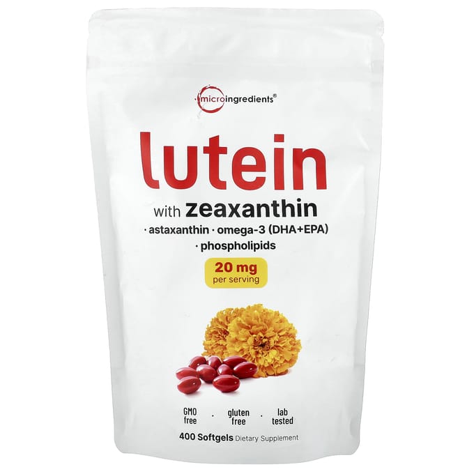 Micro Ingredients, Lutéine et Zéaxanthine, 400 Gélules Molles