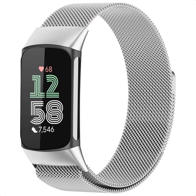 imoshion Milanees magnetisch bandje voor de Fitbit Charge 5 - Maat S - Zilver