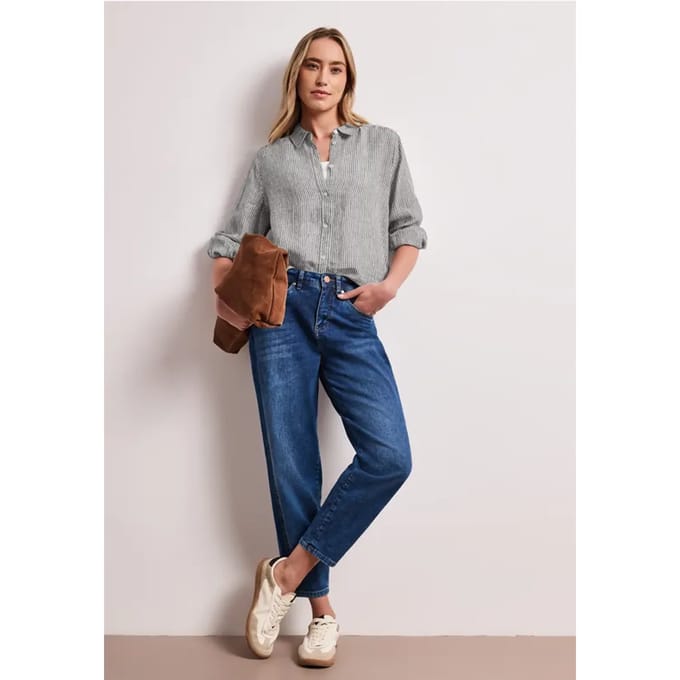 Linnen blouse met 3/4 mouwen en strepen