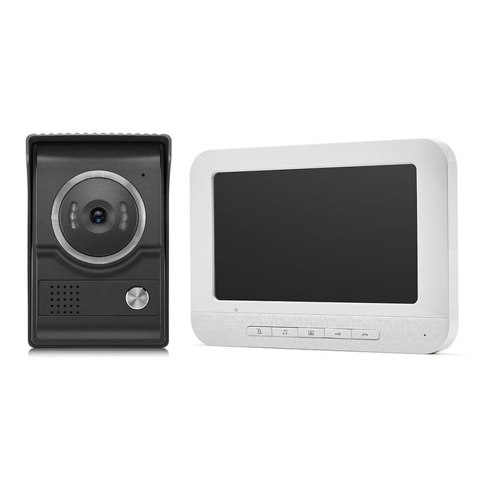 7inch Videodeurtelefoon Deurbel Intercom Kit TFT-LCD Kleurenscherm 1 Binnenmonitor 1 Buitencamera EU Plug grijs/wit