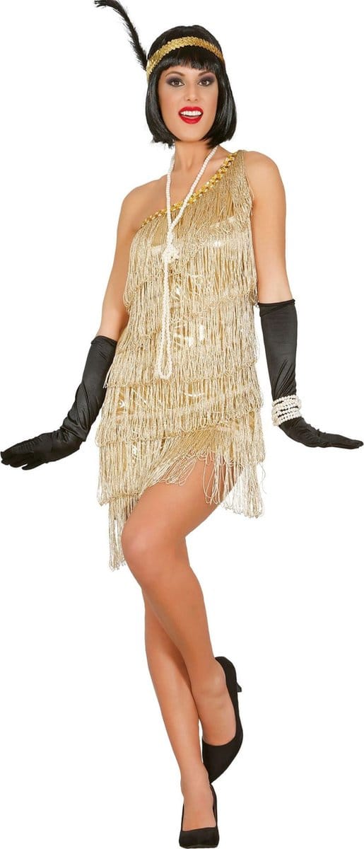 Fiestas Guirca Verkleedjurk Charleston Dames Polyester Goud Mt M