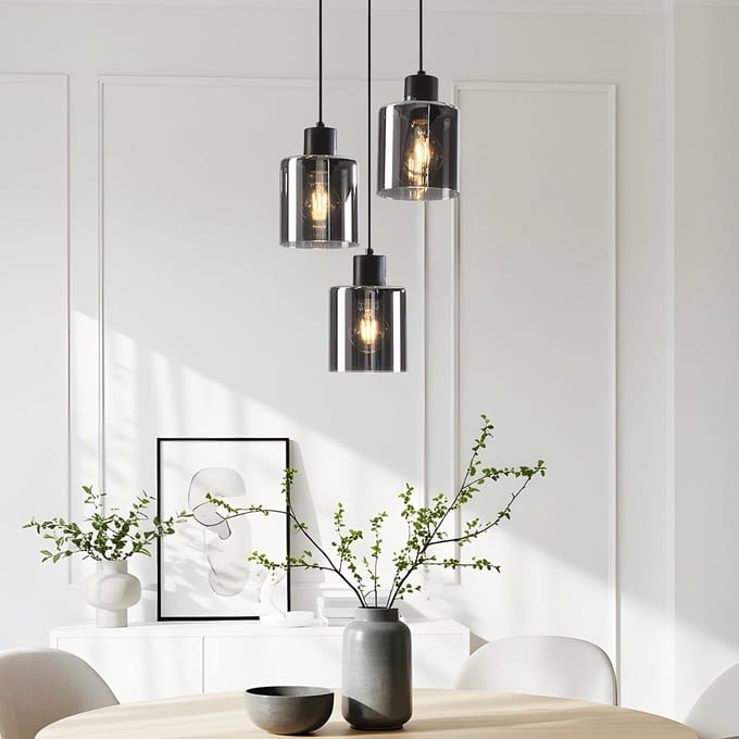 LumenXL - Design hanglamp Pella, 3-lichts - rookglas