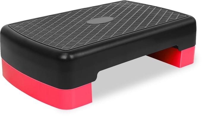 Fitness Step Platform - 45.72 cm - Verstelbare Hoogte 10.16cm-15.24cm - Gemakkelijke Opslag - Rood