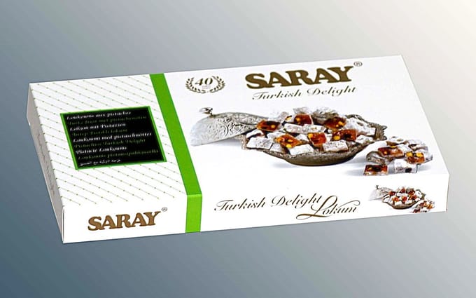 Saray Turks fruit met pistachenoten 400 g - Saray Antep Fistikli Lokum Turk lokumu - Saray Turkish Delight with Pistachios 400 g