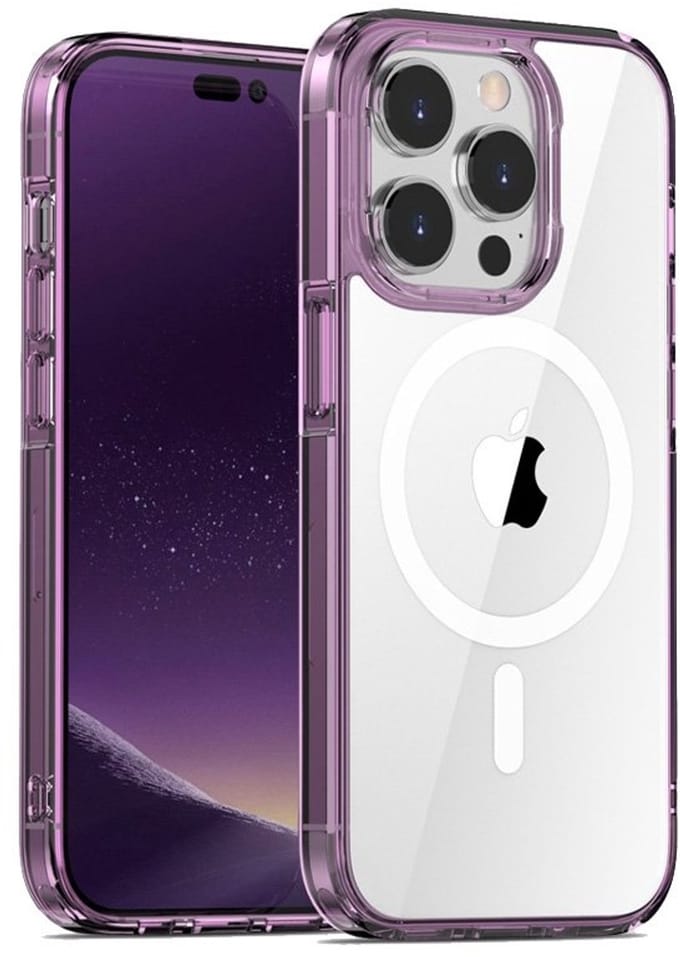 Mobiq - Schokbestendige MagSafe Case geschikt voor iPhone 16 Pro Max - transparant/paars