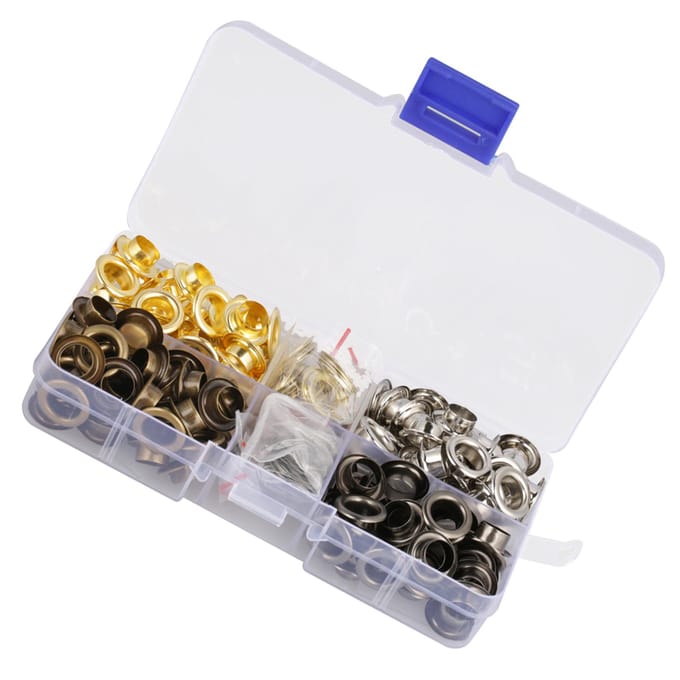 140sets box 8mm Brass Eyelet Grommet Set Craft Clothes Accessories gray