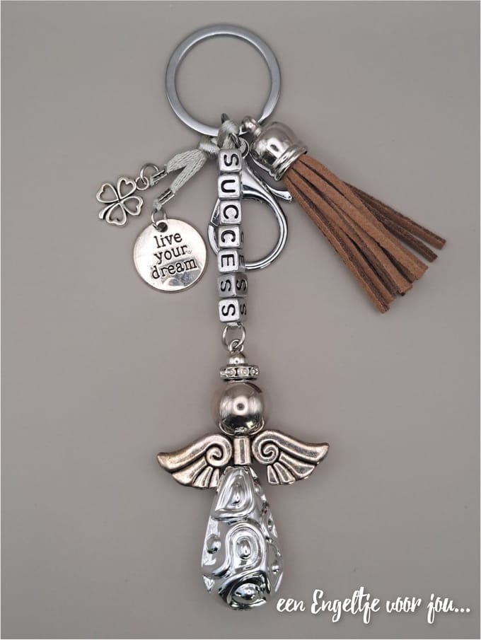 Schattig geluksengeltje, sleutelhanger/tashanger