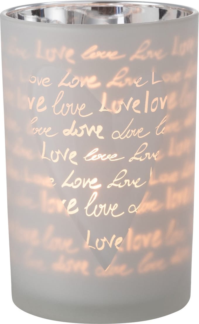 J-Line windlicht Love - glas - wit - large