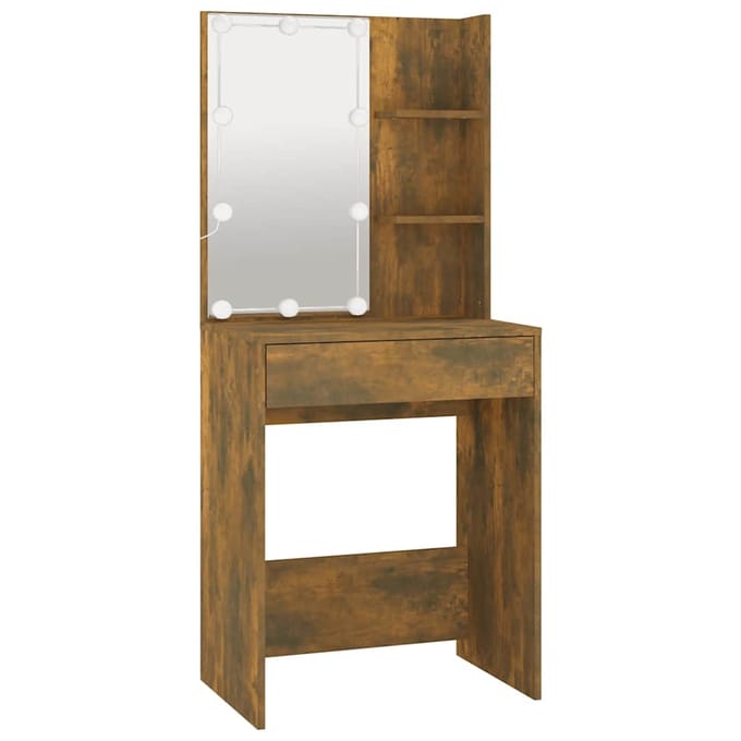 vidaXL - Kaptafel - met - LED-verlichting - 60x40x140 - cm - gerookt - eikenkleur