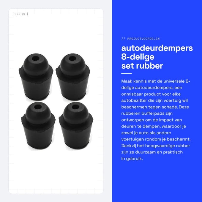 Dailygoods- Autodeurdempers Universele Set - Rubber Bufferpad - Antischok Deurbuffers - Duurzaam Materiaal - Zwart - 4 Stuks - Deurbuffer
