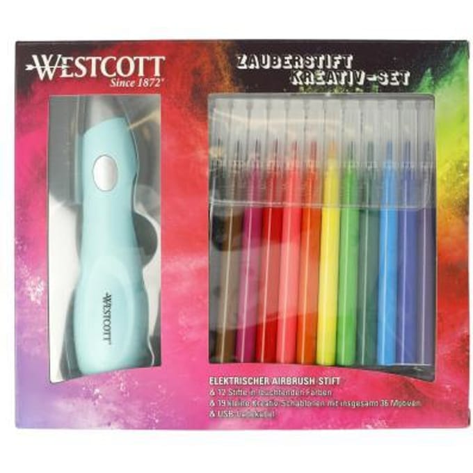 Westcott airbrush - set inclusief 12 stiften en 36 sjablonen - AC-E16800