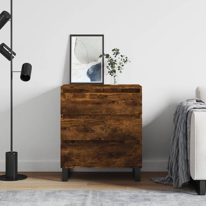 vidaXL - Dressoir - 60x35x70 - cm - bewerkt - hout - gerookt - eikenkleurig