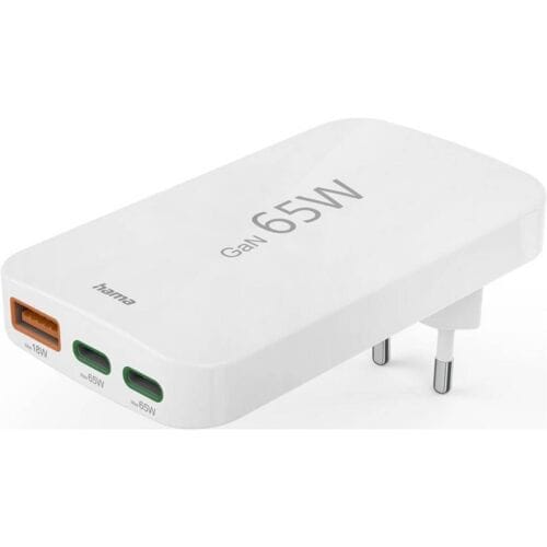 Hama USB-oplader 65.00 W USB PD, Quick Charge 2.0, Quick Charge 3.0 Wit Thuis Qualcomm Quick Charge 3.0, Qualcomm Quick Charge 2.0, USB Power Delivery