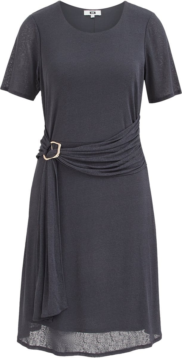 WE Fashion Dames midi jurk met gouden accent