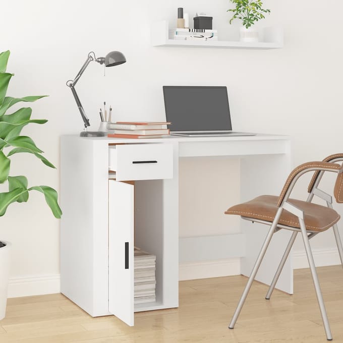 vidaXL - Bureau - 100x49x75 - cm - bewerkt - hout - wit