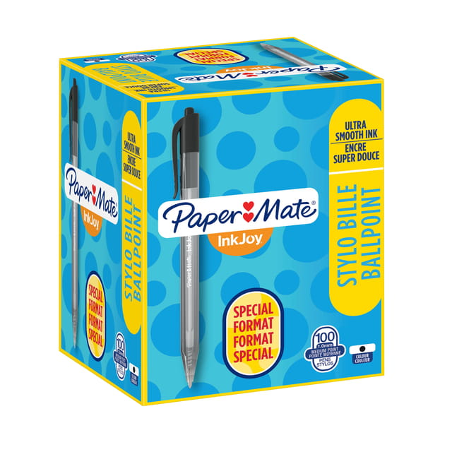 Balpen Paper Mate Inkjoy 100RT medium zwart valuepack 80+20 gratis