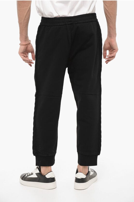 Effen joggingbroek met wollen zijbanden in zwart
