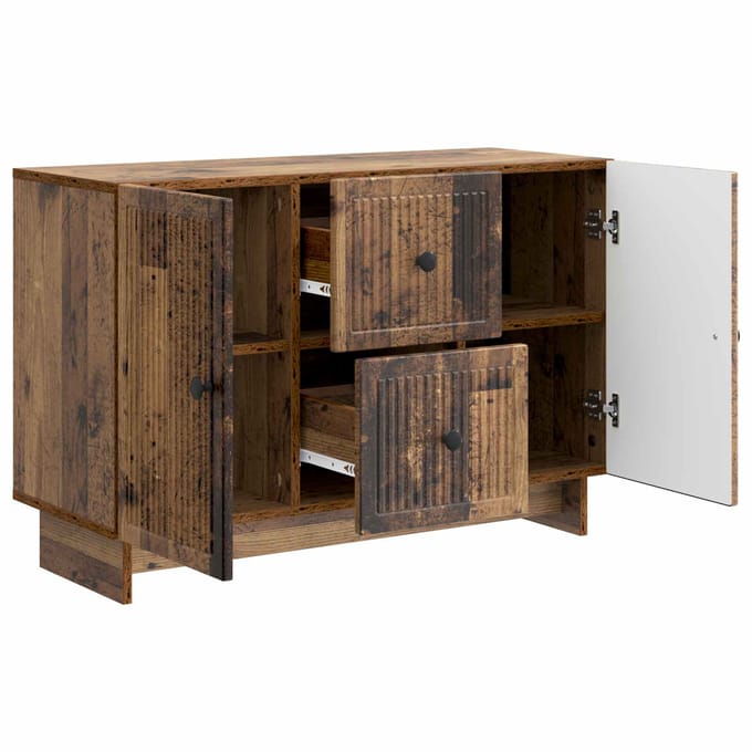 vidaXL - Dressoir - met - lade - Oud - hout - 89 - x - 34,5 - x - 60 - cm - Bewerkt - hout