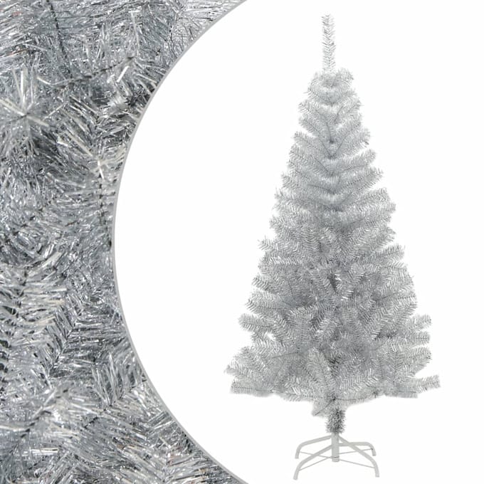 vidaXL - Kunstkerstboom - met - standaard - 120 - cm - PET - zilverkleurig