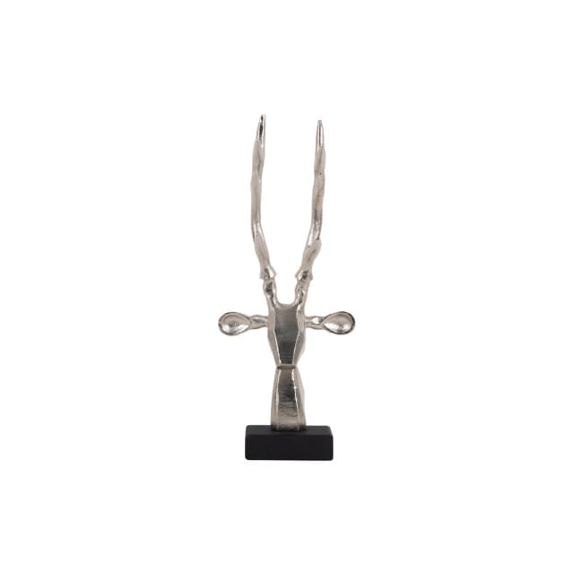 Present Time Ornament Reindeer Head - Zilver - 14.5x6.5x34cm - Scandinavisch - Aluminium