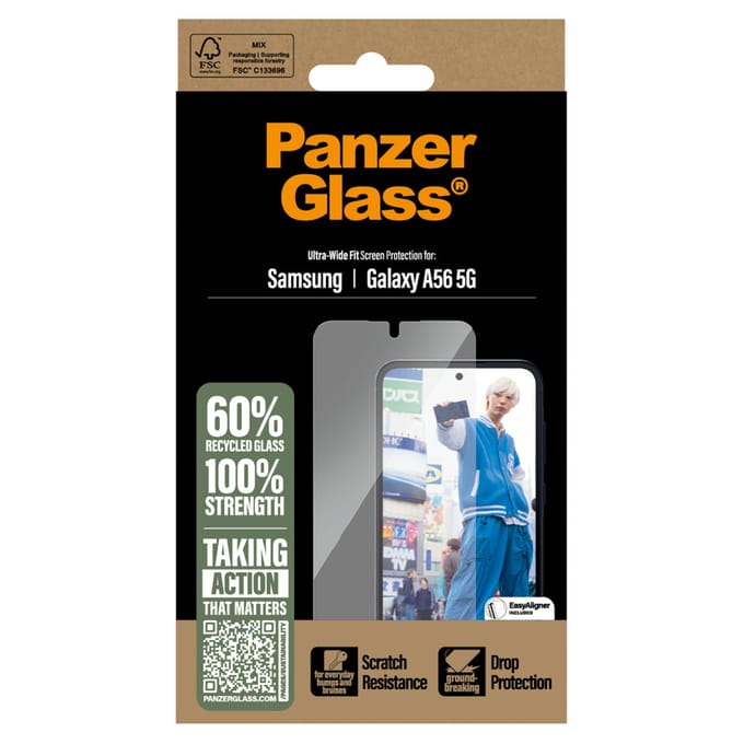 PanzerGlass Screenprotector geschikt voor Samsung Galaxy A56 Glazen | PanzerGlass Ultra-Wide Fit Screenprotector - Case Friendly