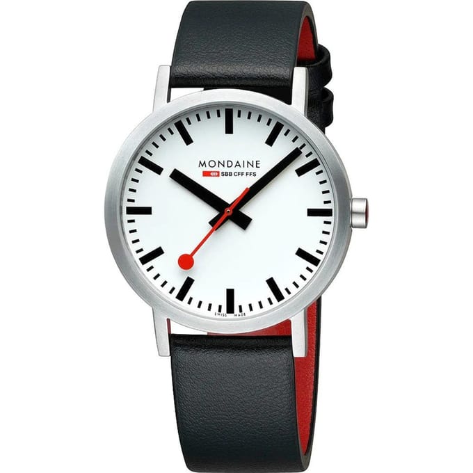 Mondaine M660.30360.16SBB Classic Unisex Horloge Zwart Leer