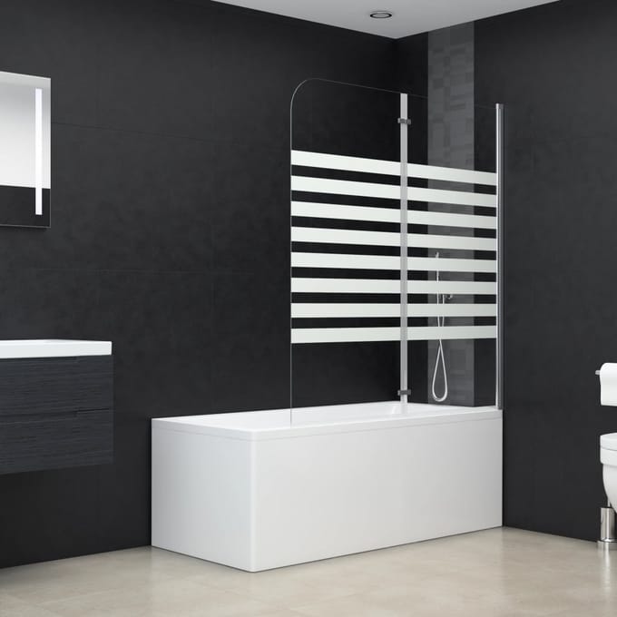 vidaXL - Badwand - gestreept - 120x140 - cm - gehard - glas