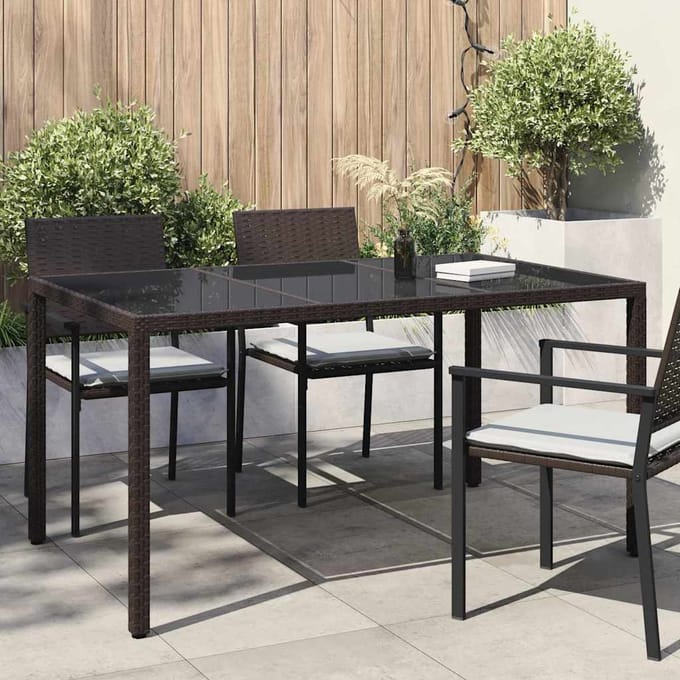 vidaXL Tuinstafel Bruin 150 x 90 x 75 cm poly rattan