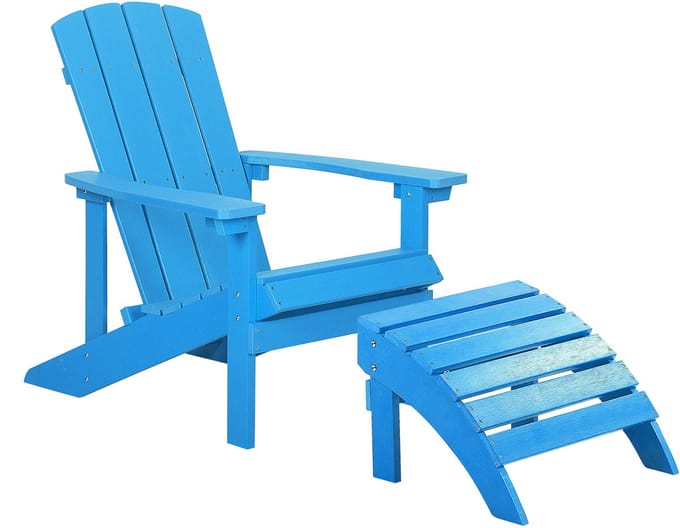 ADIRONDACK - Tuinstoel met voetenbank - Blauw - Kunsthout