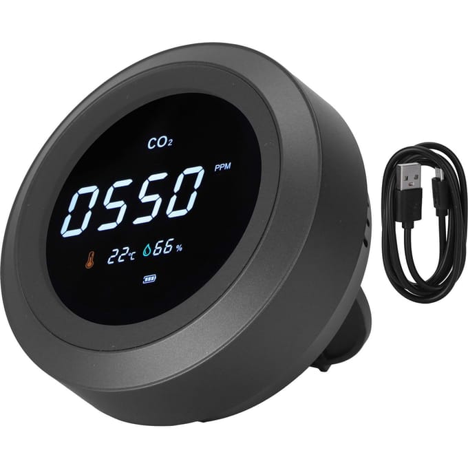 Multifunctionele Luchtkwaliteitsdetector Draagbare CO2 Temperatuur Vochtigheid Monitor Zwart black